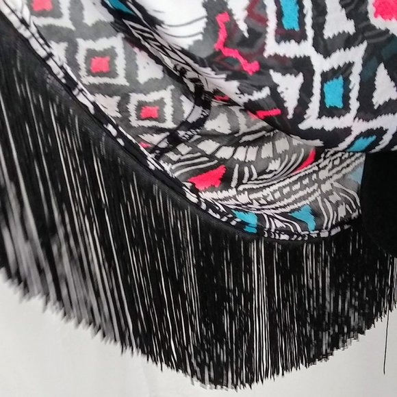 OP Women's Kimono with Fringe Bottom Size M (7-9) - Picture 2 of 5